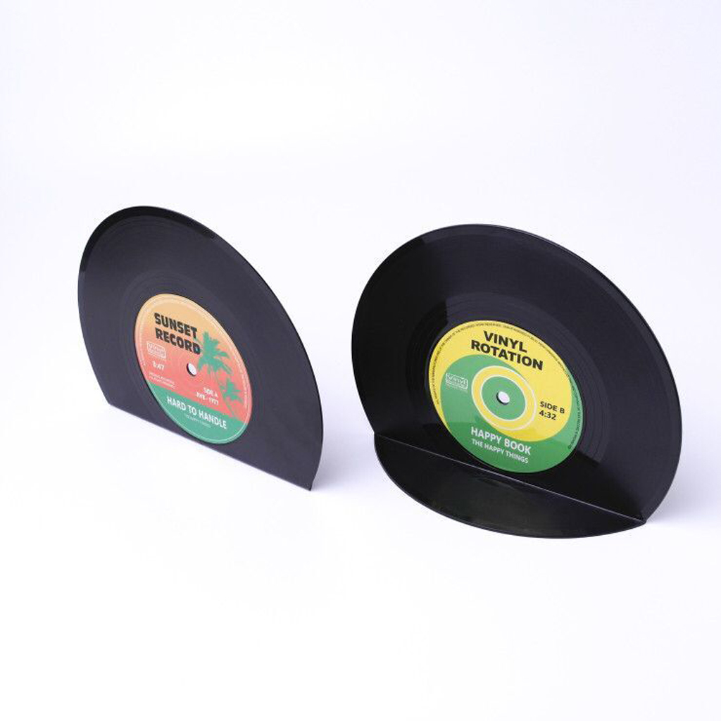 Vintage Vinyl Record Bookends ABS Plastic Book Ends DIY Home Decoration Gift for Music Fans
