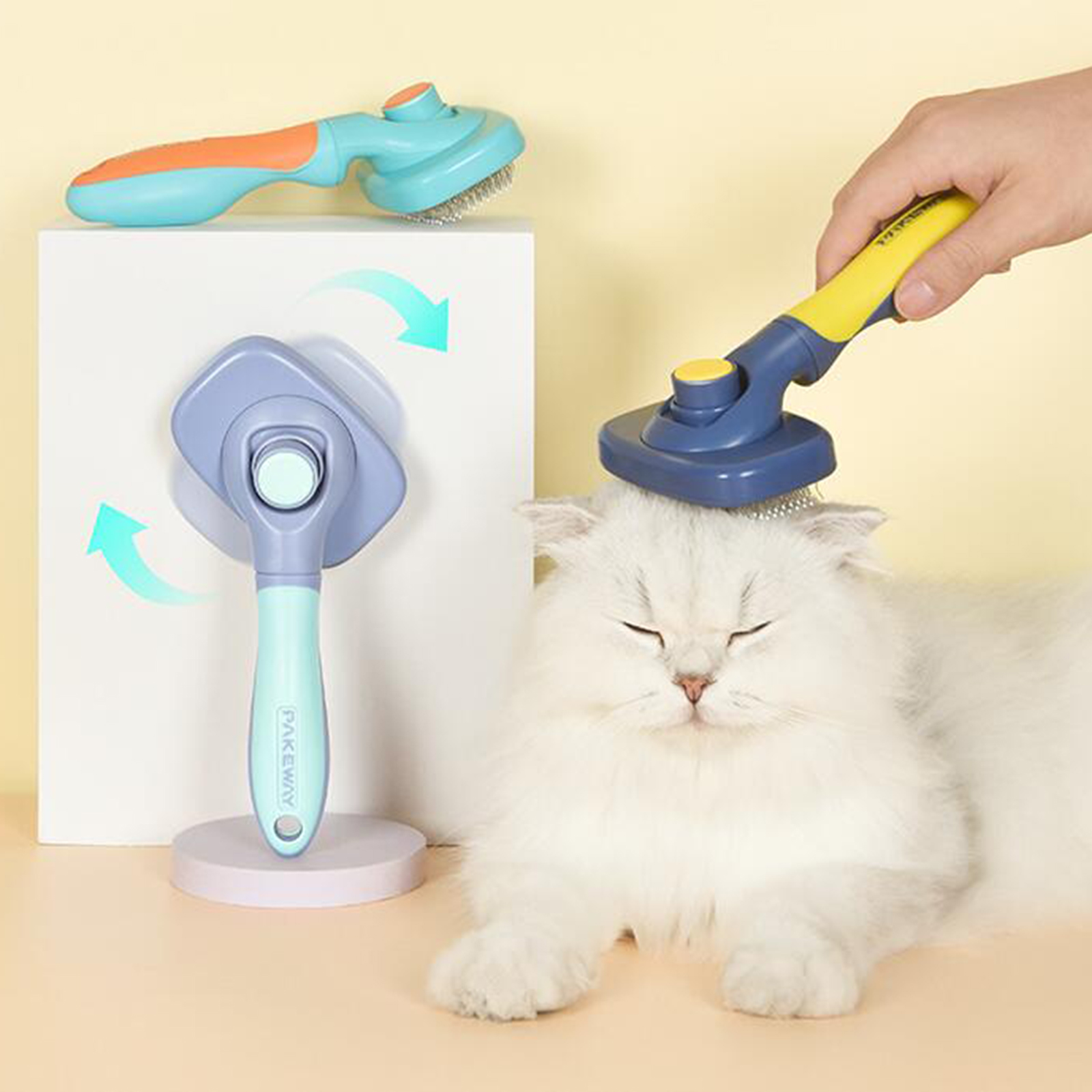 Pet Brushes Dog Cat 360 Degrees Rotate Comb Cleaning Deshedding Self Cleaner Remover Brush for Kitten Puppy