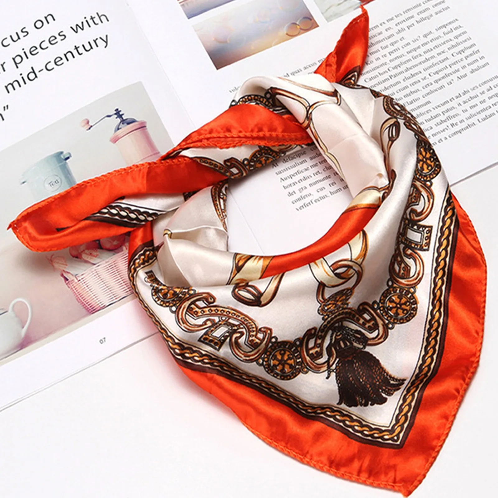 Fashion Stain Scarf For Women Handkerchief Ethnic Flower Printed Bag Scarfs Female Square Head Bandana Neck Scarves Ladies