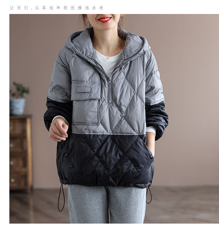 2021 Women's Autumn and Winter New Lightweight Jacket Casual Loose Hooded Pullover Warm Puffer Jacket Women's Clothing   J15478