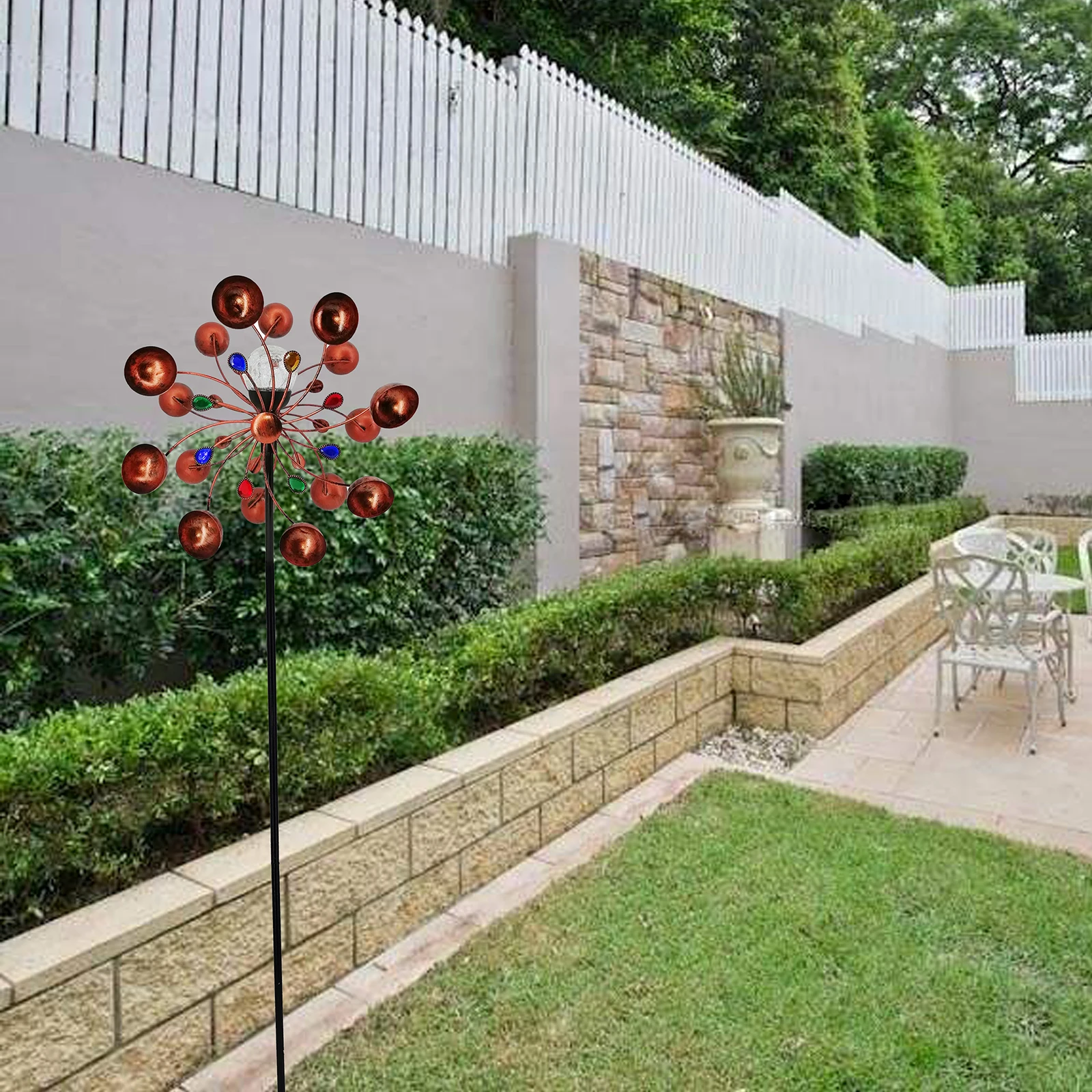 Details about   BRONZE Metal DOUBLE Spiral SOLAR Garden Wind SPINNER Stake Outdoor Yard Lawn Art 