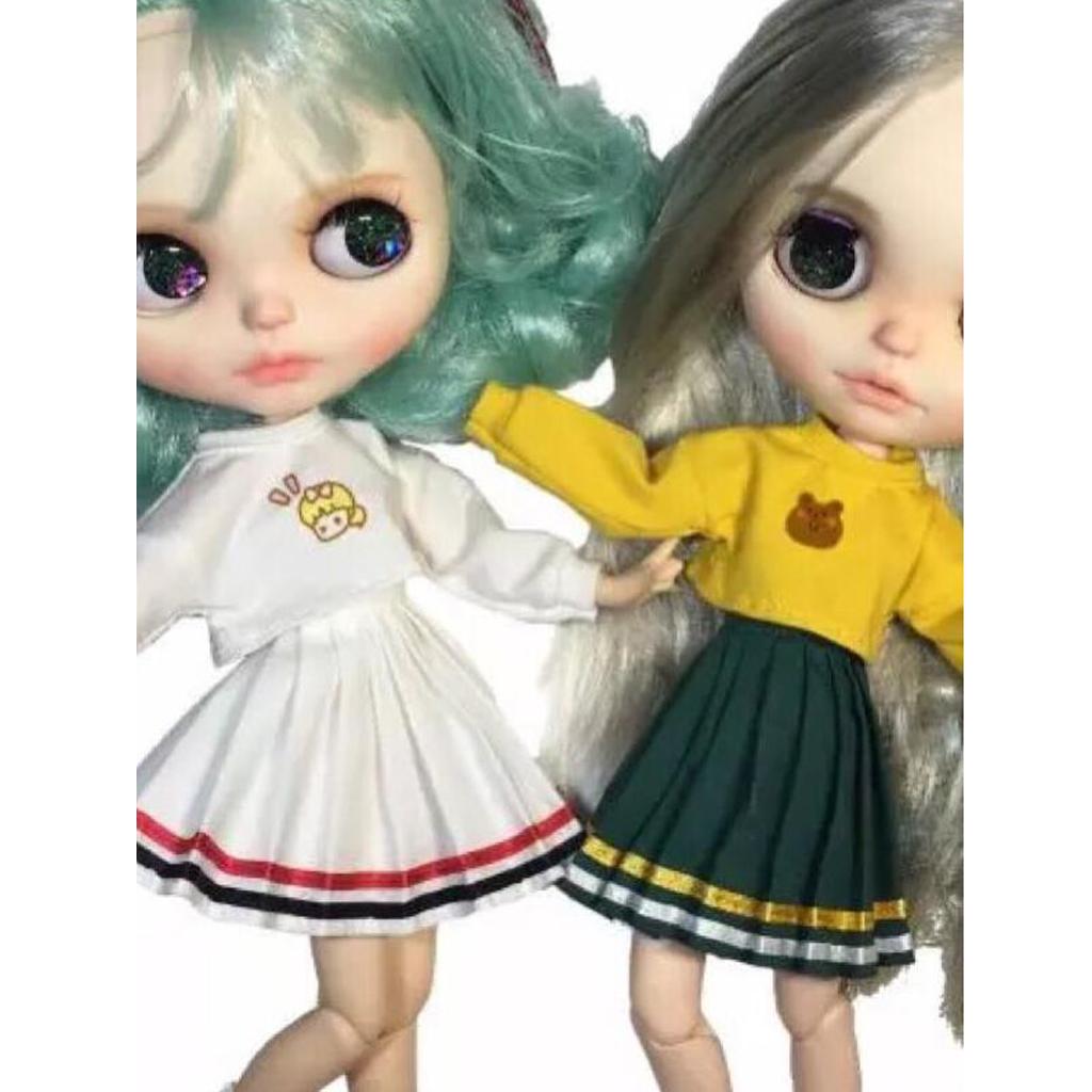 Classic Plaid/Striped Pleated Skirt for 12inch Blythe Pullip Azone Dolls Clothes