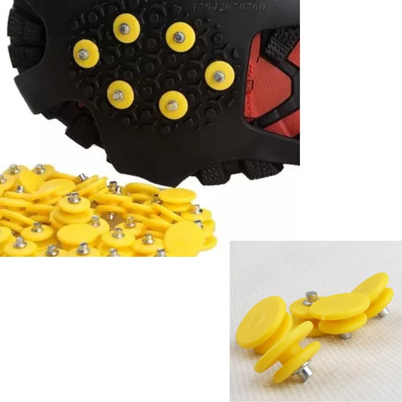 Ice Cleats, Snow Grips Traction Grippers Non-slip Over Shoe Boot Rubber Spikes Crampons Yellow