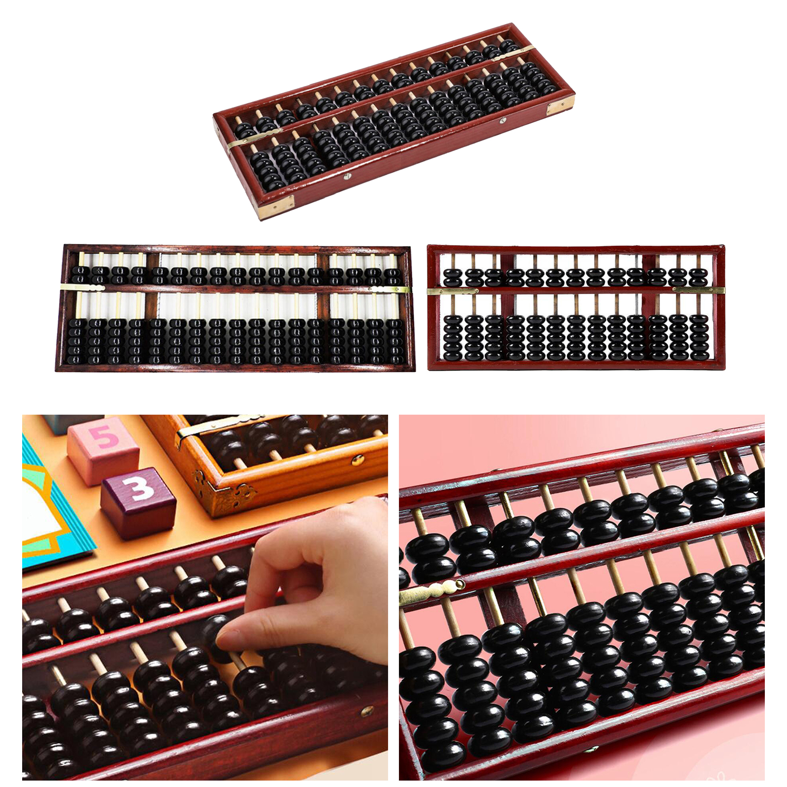 Chinese Abacus Vintage 13/15/17-Digit Abacus Mathematics Soroban Math Toys for Kids Calculation Tool for Children Arithmetic