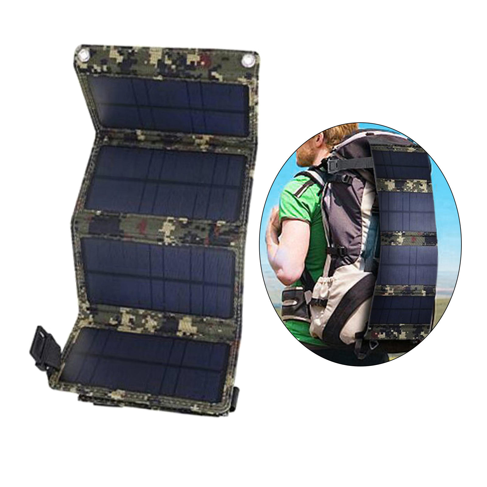 Foldable Solar Panel USB Battery Power Bank Waterproof Monocrystalline Battery Charger 5.5V for Smartphone Tablet Camping Travel