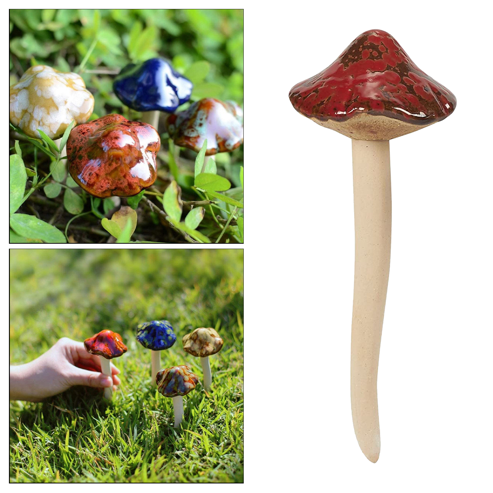 Resin Garden Mushrooms Figurine Decorations Stakes Lawn Ornaments Decor