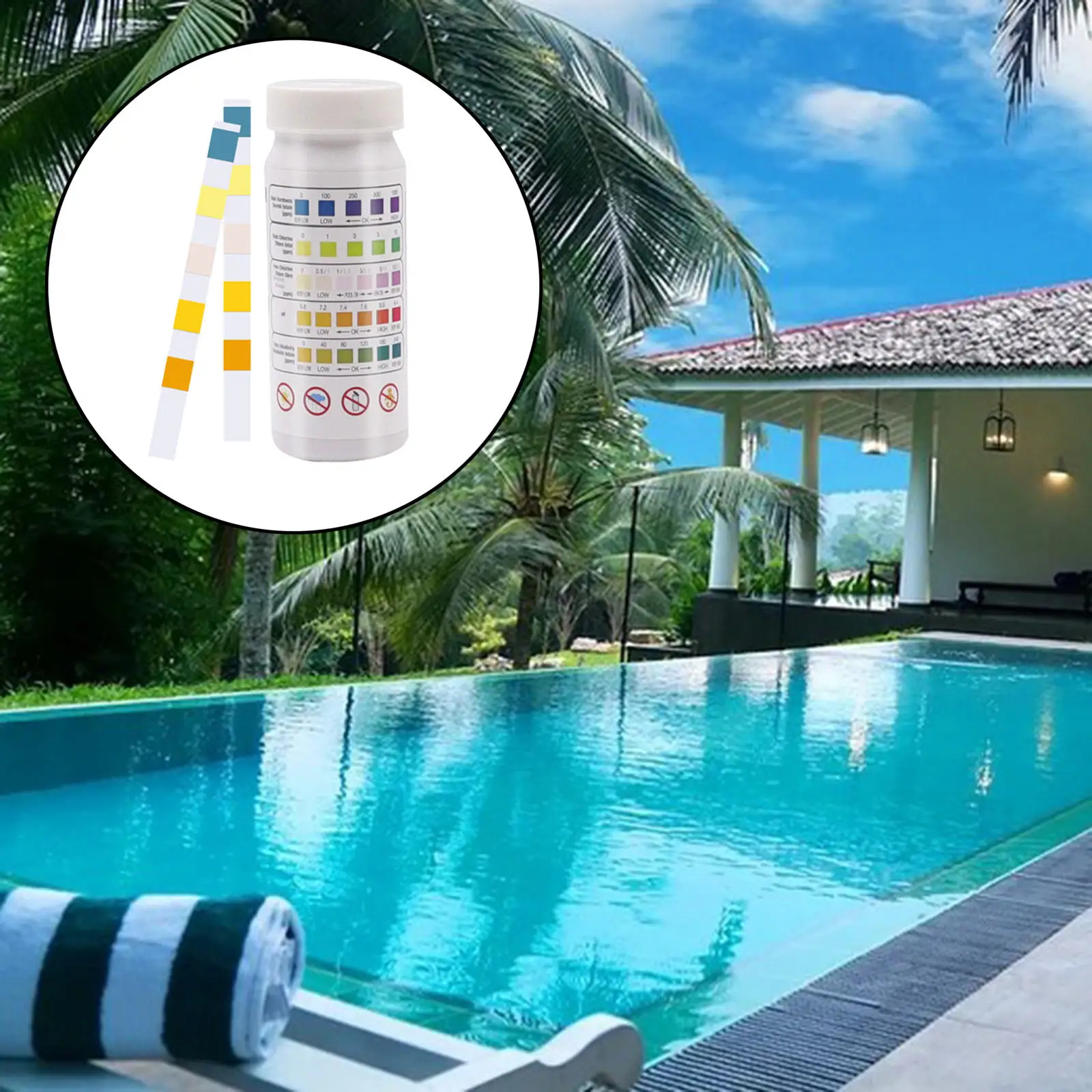 50x Pool Water Quality 4-In-1 Test Strip Alkalinity Hardness Fast Accurate