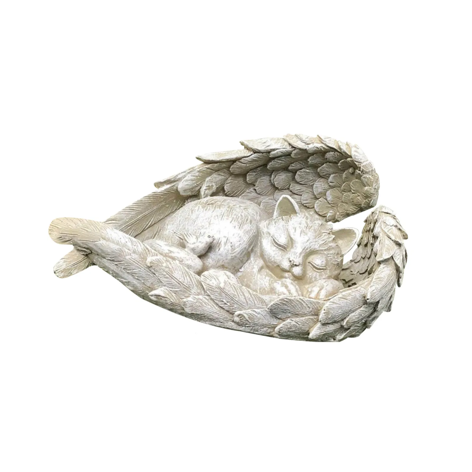 DOG MEMORIAL Sleeping Pet Or Cat With Wing Angel Statue Figurine 12cm Stone with Angel Wings Garden Decor for Outdoor Or Indoor