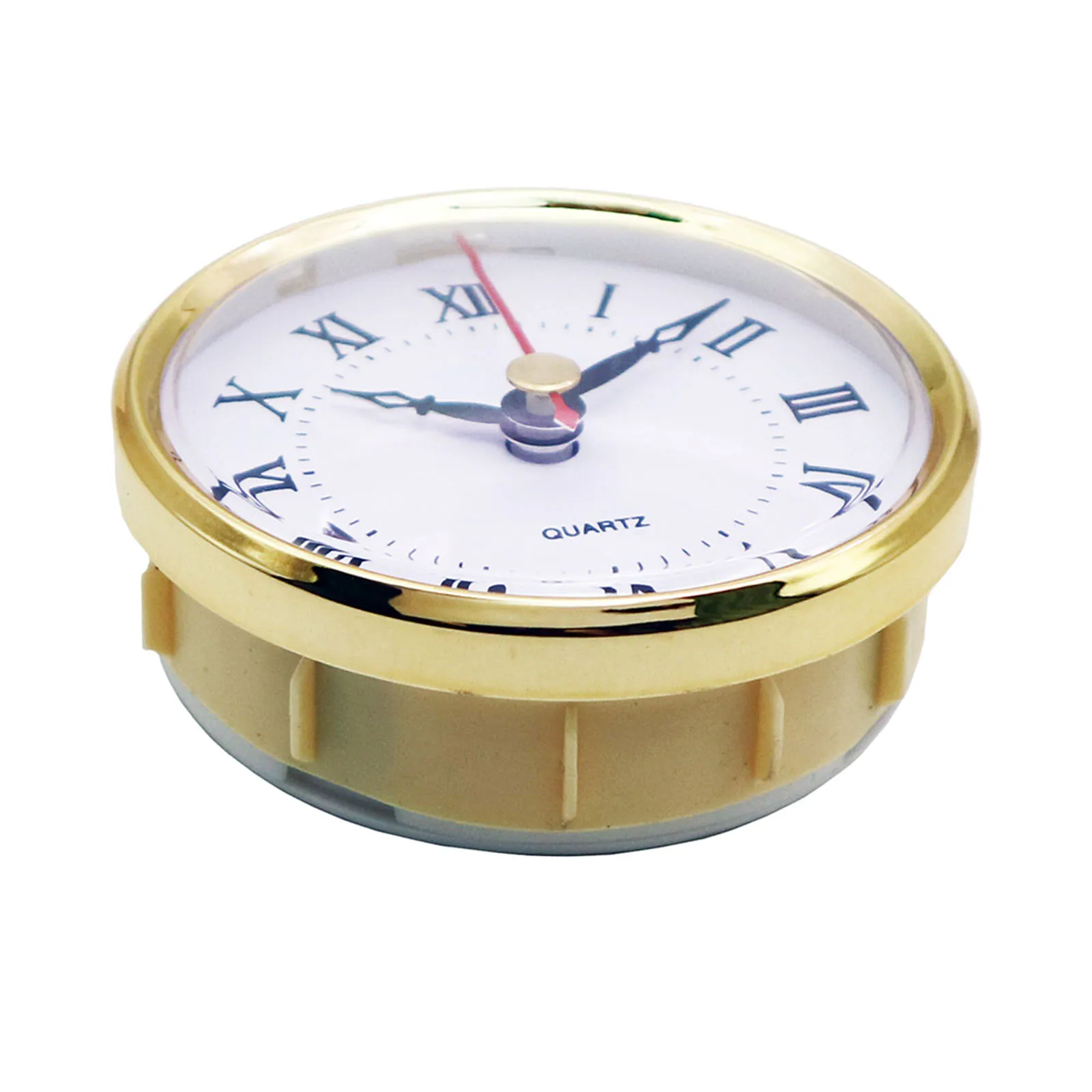 Clock Insert 80mm Round Quartz Clock Gold Tone Bezel Roman Numerals