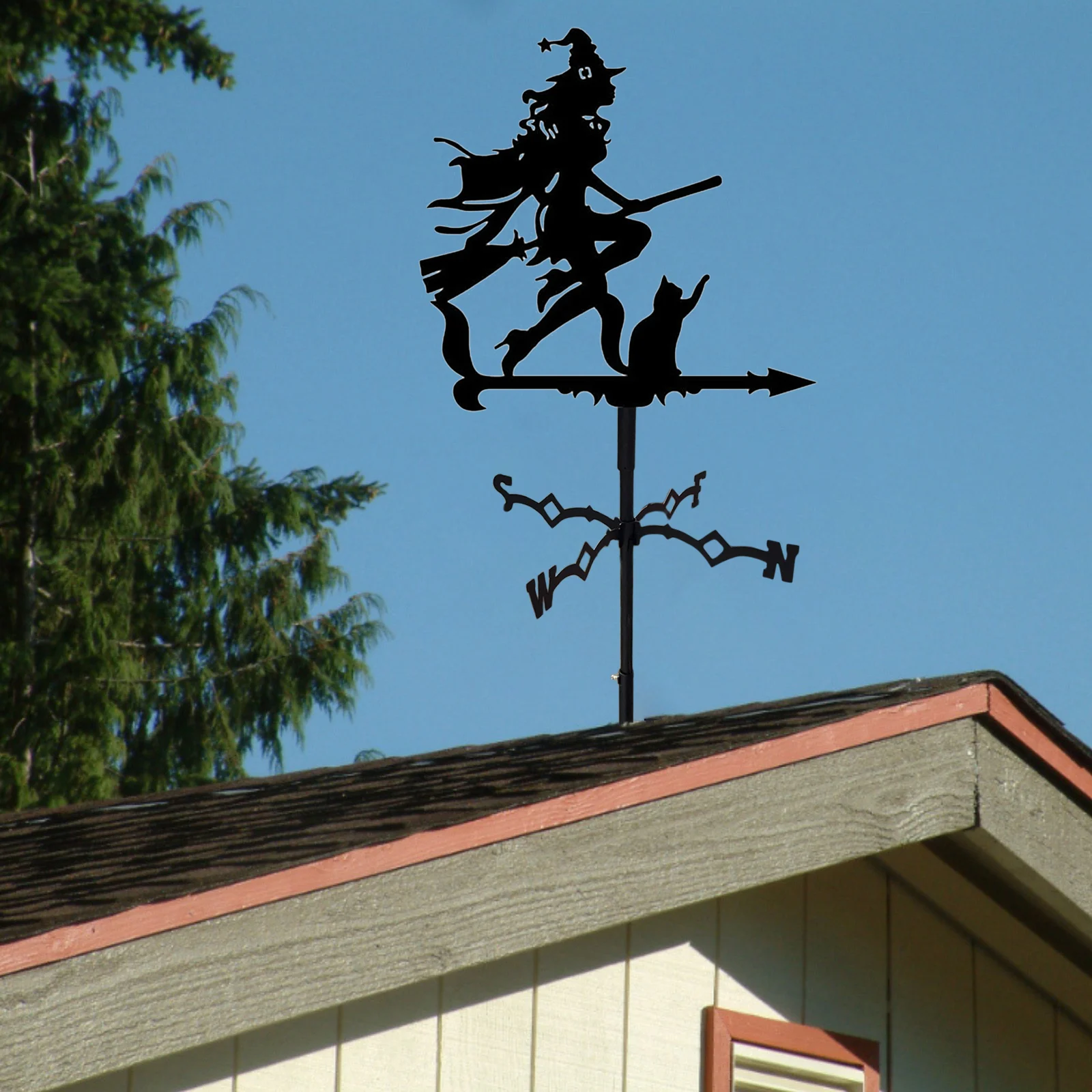 Weathervane Roof Mount Wind Direction Indicator Garden Scene Crafts Easy Use 