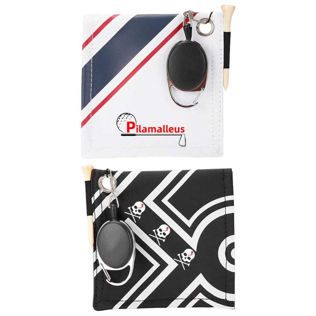 Golf Ball Cleaner Wiping Pouch with Tees Scrubbing Cleaning Tool