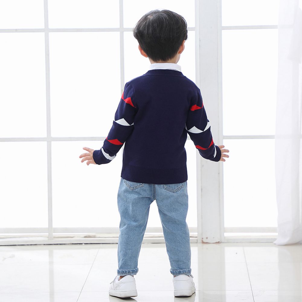 Jlong Spring Children Knitted Cardigan Coat Winter Baby Boys Girls V-neck Cartoon Outwear Autumn Kids Cardigan Sweater 1-7Y