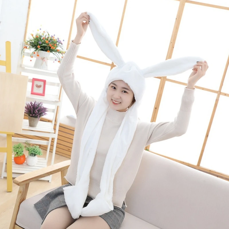 Cute Rabbit Ear Hat Scarf Glove Hoodie Beanie Hat for Daily Wear Morning Workout bomber crew beanie hat with full face covering