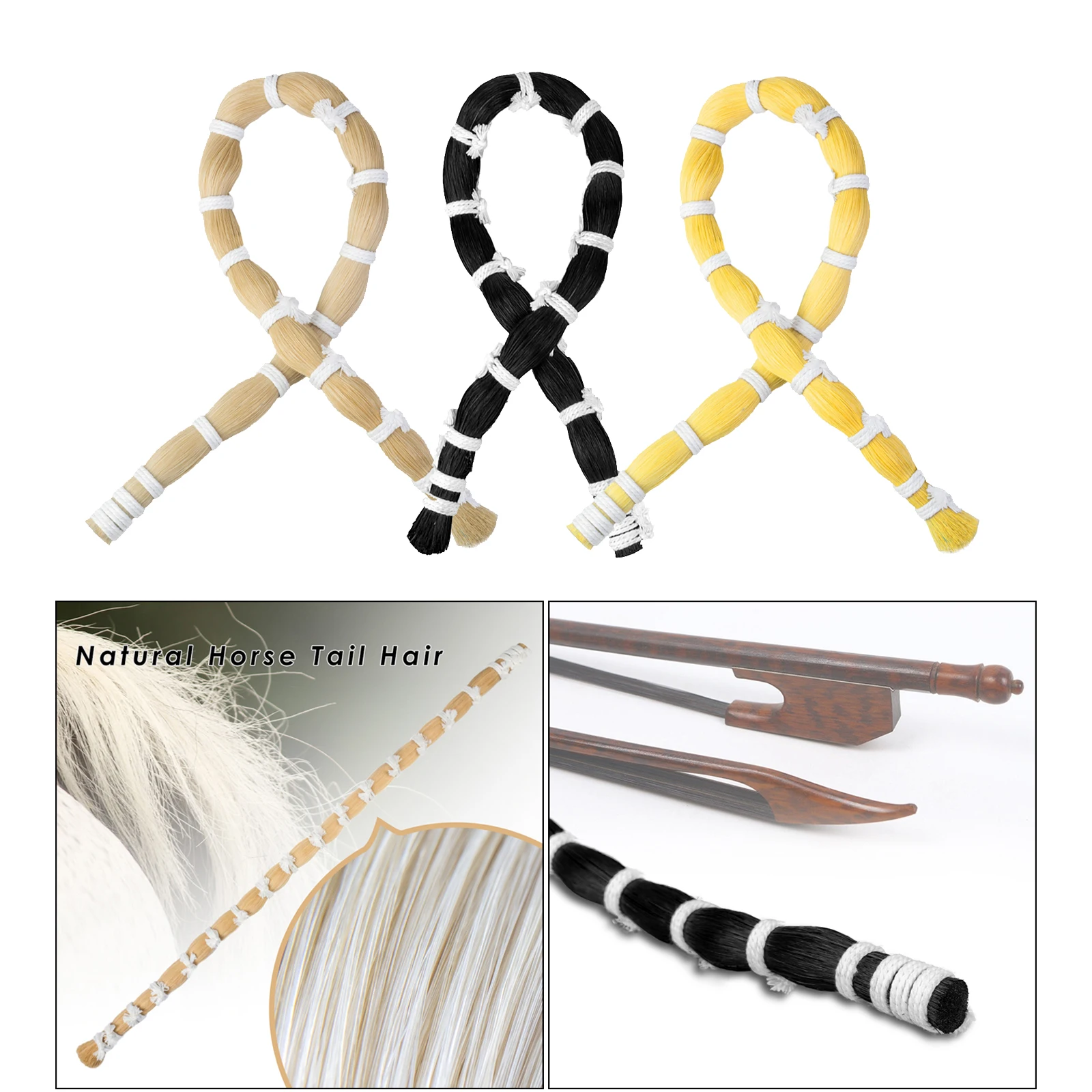 Unbleached Natural Mongolian Horsehair Bow for Violin Fiddle Accessories