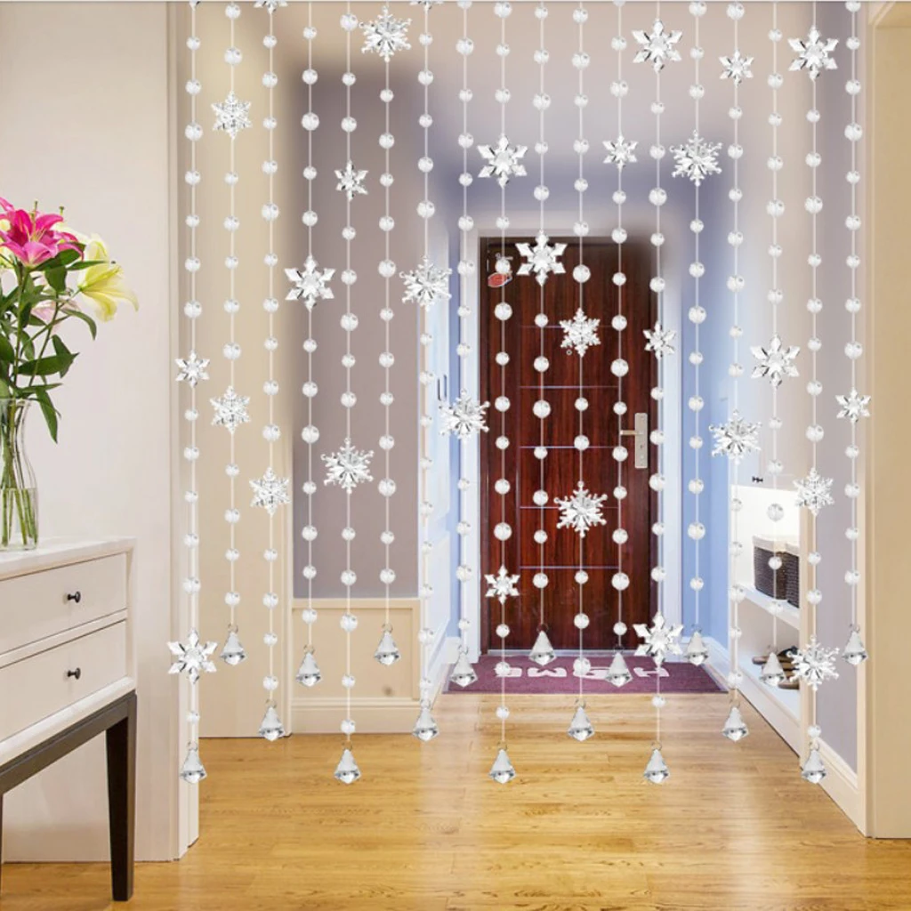 Acrylic Crystal Clear Snowflake Hanging Ornamnets Bead Curtain Pendants Home Wedding Decoration