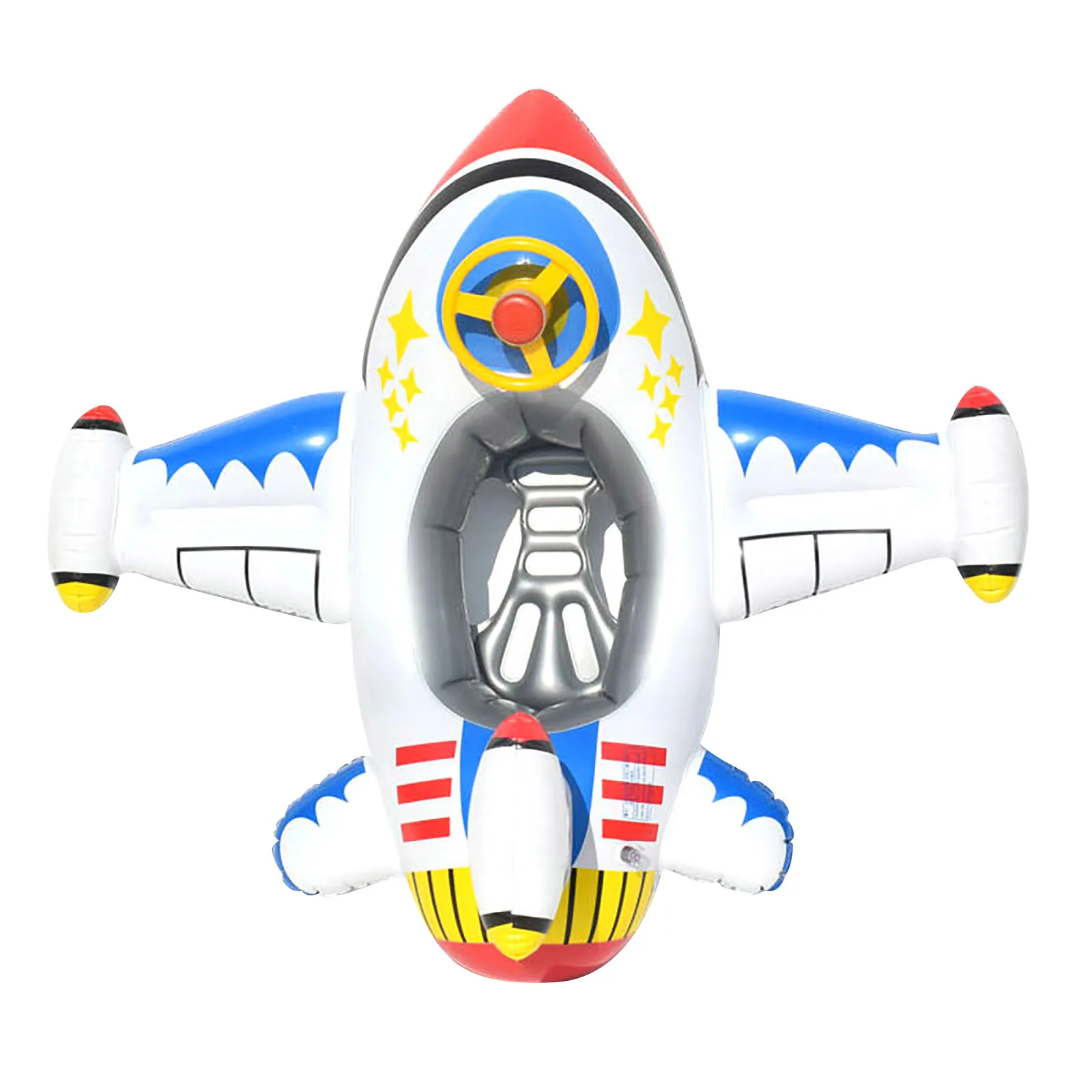 Boat Pool Ring Franhais Inflatable Airplane Multicolor Inflatable Airplane Raft Swimming Float Seat Boat for Age 4-6 Baby Kids Toddler 