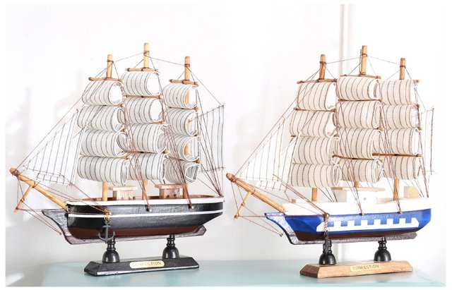 Ship Model Wood Boat Decoration Crafts Wooden Home Crafts Figurines  Miniatures Nautical Decor Marine Wooden Sailing Ship