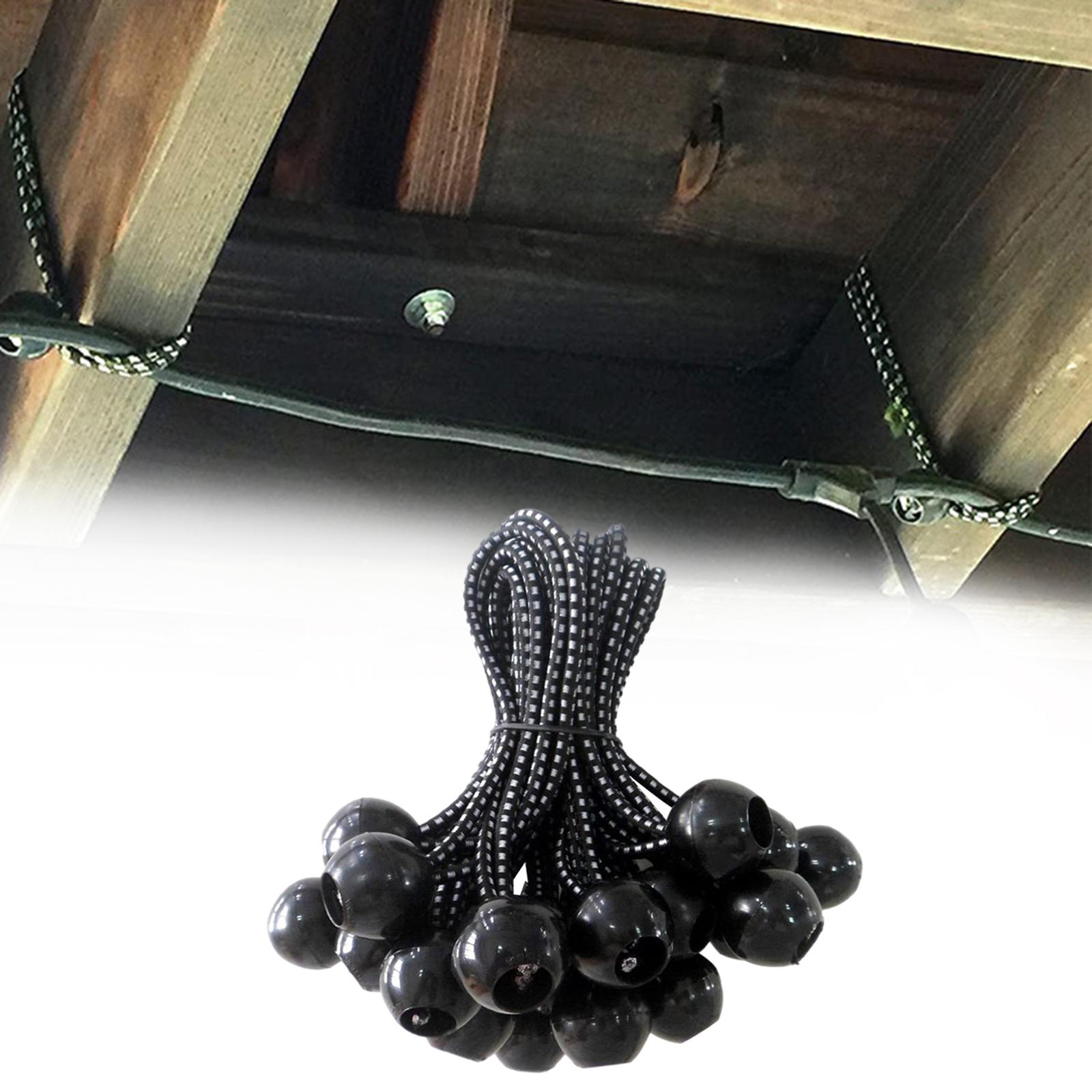 10Pcs Ball Bungee Cords Tent Tarp Elastic Rope for Hiking Camping Holding Wire Hoses Curtains
