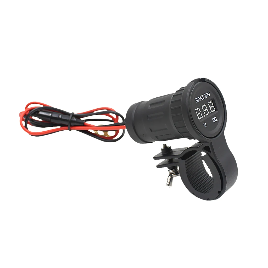 12V 24V 10A Motorcycle ATV Waterproof Red LED Digital Display Voltmeter