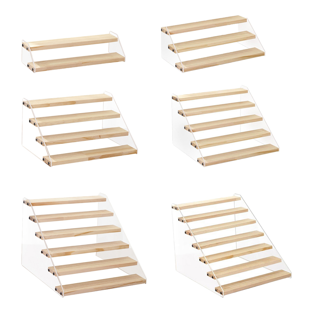 Tiered Acrylic Stands, Holder Clear Organizer Ladder Multifunctional Display Stand, for Doll Cosmetic Action Figure Model Car