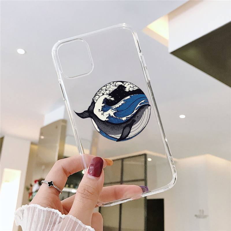 killer whale Phone Case for iPhone 11 12 13 pro XS max mini 6 6s 7 8 plus X XR SE2020 Samsung A 51 50 52 Transparent cover funda iphone 13 pro max case clear