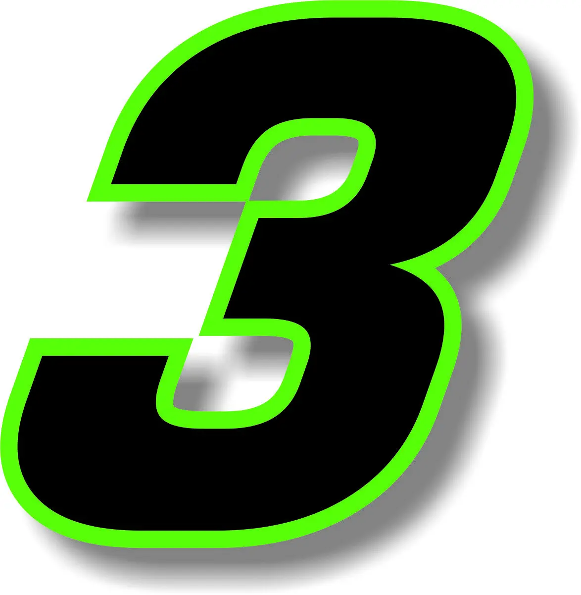 Style 2 Number 1 Green/Blac x1 5" Race Number vinyl stickers MORE in  SHOP 