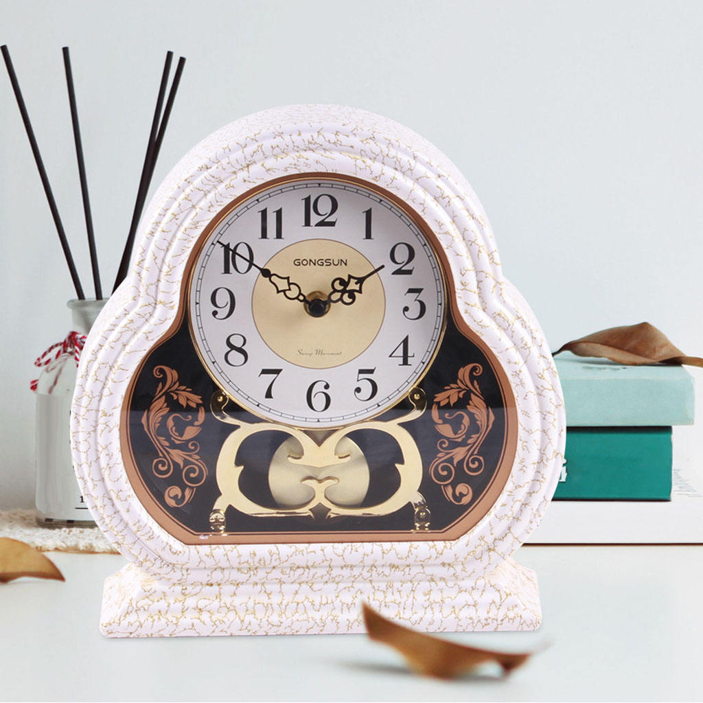 Table Clock Battery Powered Silent Sweep Wall Clock for Fireplace Kitchen Living Room