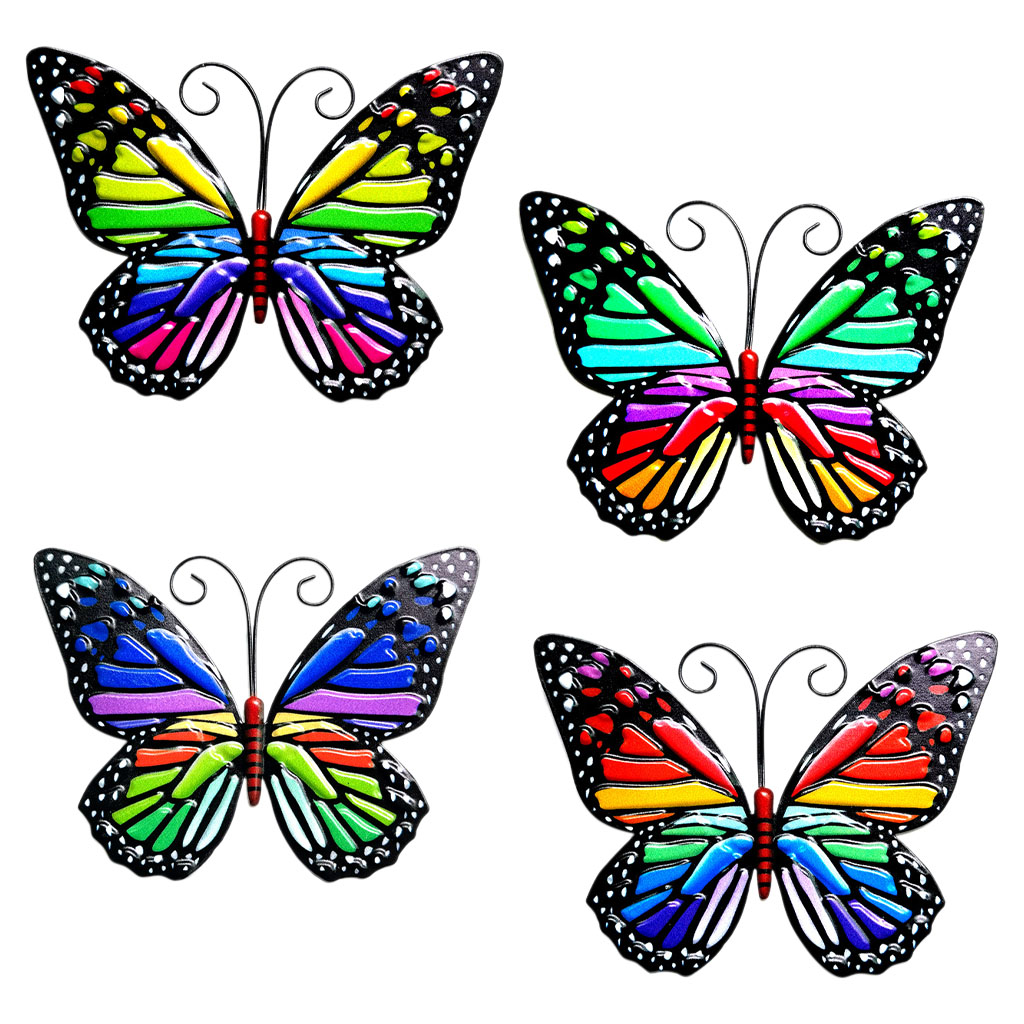 4x Butterfly Garden Wall Decor Yard Patio Fence Sculpture Hanging Decoration