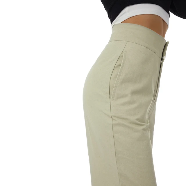 Pantalones Cargo informales para mujer, pantalón holgado recto de cintura  alta, algodón Delgado, negro, pierna ancha, trabajo, cómodo