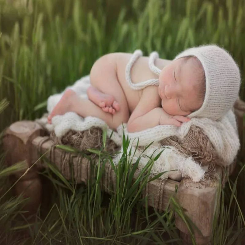 Bebê recém-nascido foto adereços cama estilo retro