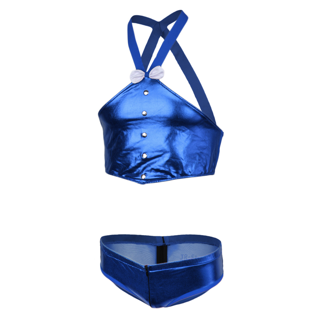 Men's Mentalic Halter Neck Body Chest Harness Belt Lingerie with Underpants