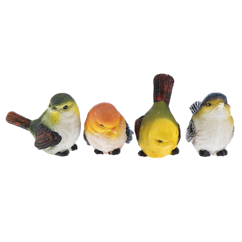 4pcs Highly Detailed Little Bird Perched Home Decoration Ornament Bird Cute