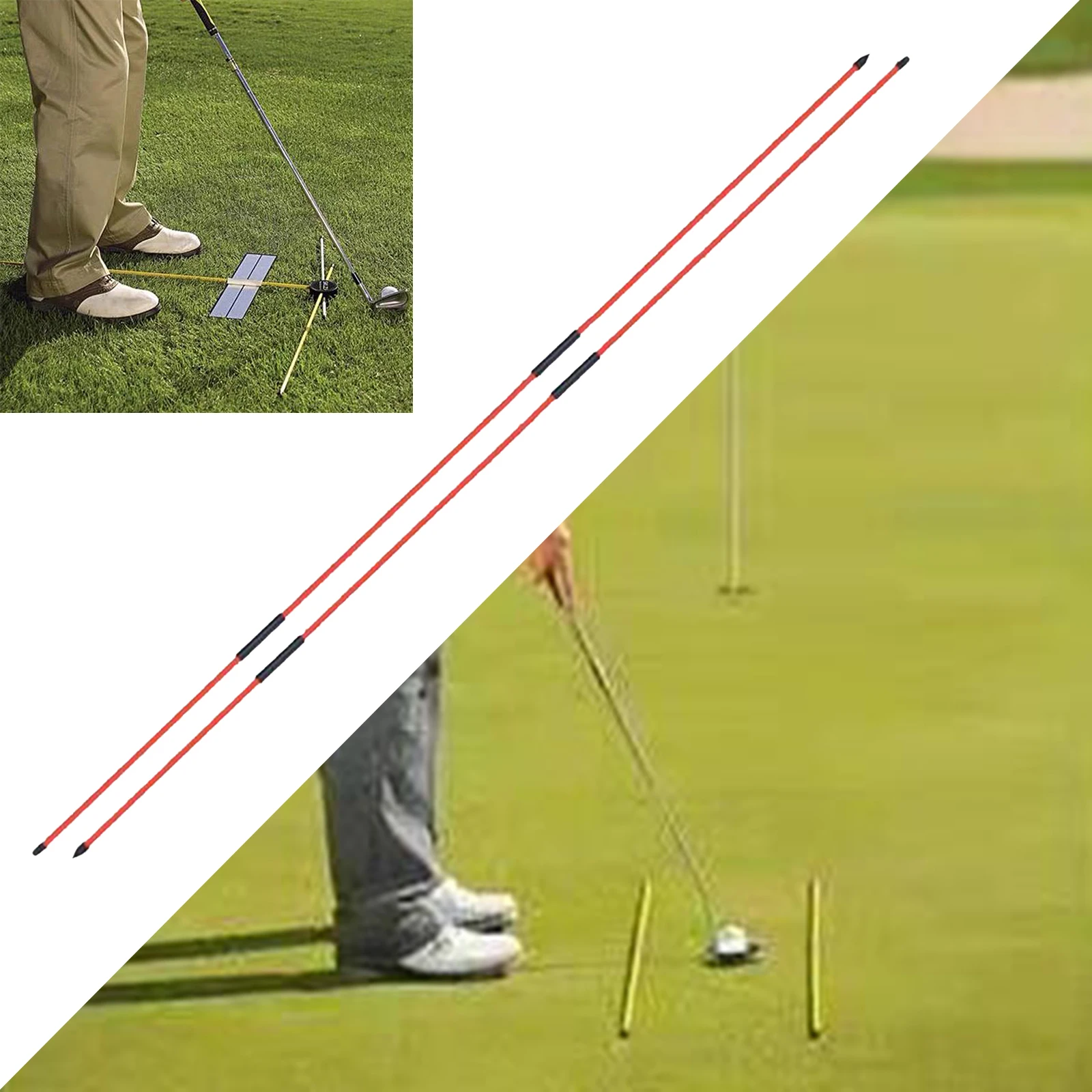 2pcs Golf Direction Indicator Golf Alignment Sticks Posture Corrector Training Aid Rods Fiberglass Striking Rods