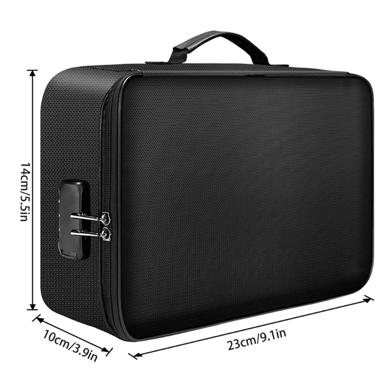 Water-Resistant Zipper File Storage Case com Lock Presentes Portable Travel