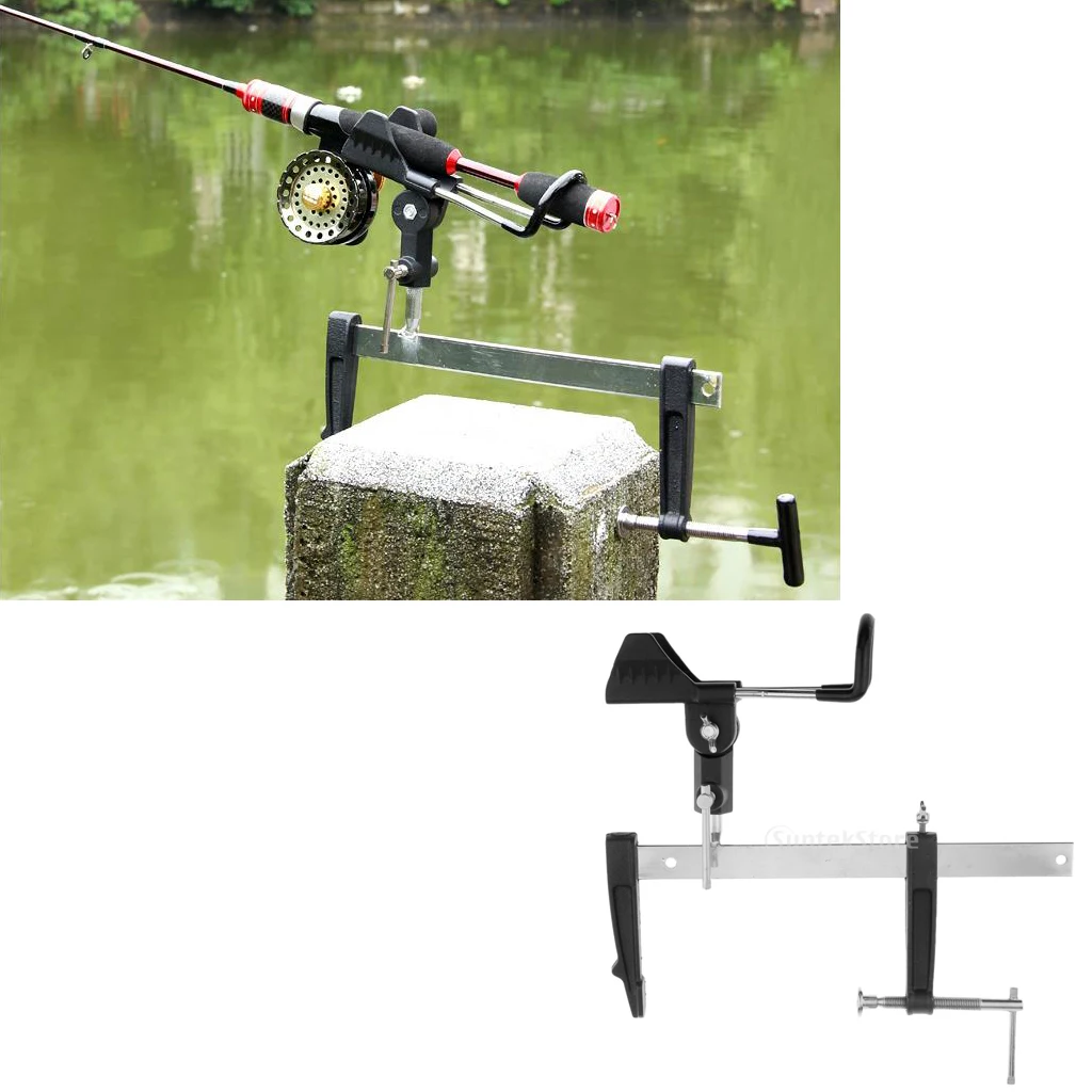 360 Degree Rotatable Adjustable Rod Rack Clamp on Fishing Rod Holder Pole Bracket Fishing Tackle