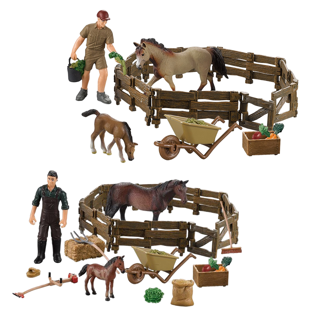 Horse Figure Set Farm Scene for Kids Horse Playset Model Gift for Kids