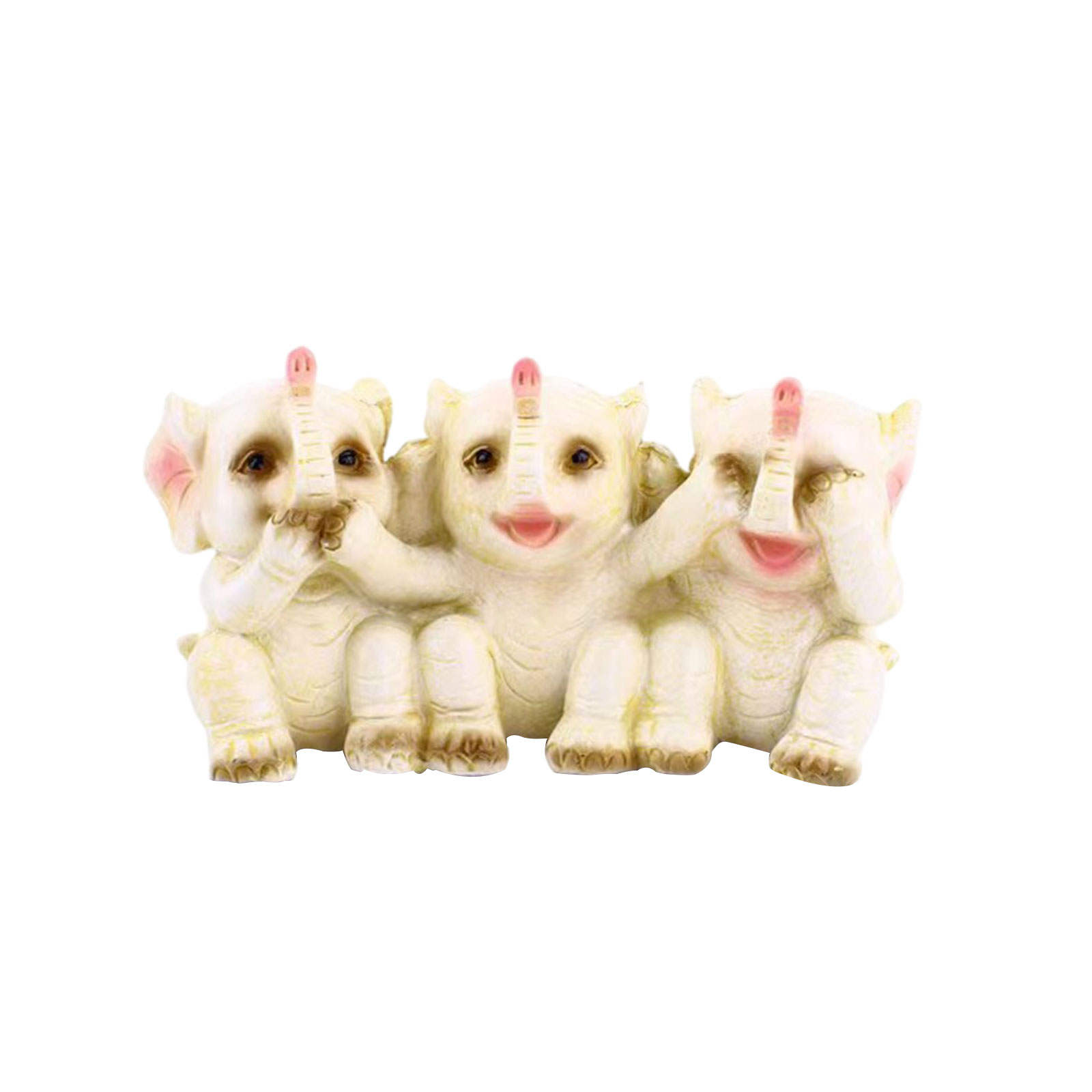 Thai Three Elephant Statue Collectible Craft Buddhist White Ornament for Decoration Gift Window Decor Home Decoration Bar Decor