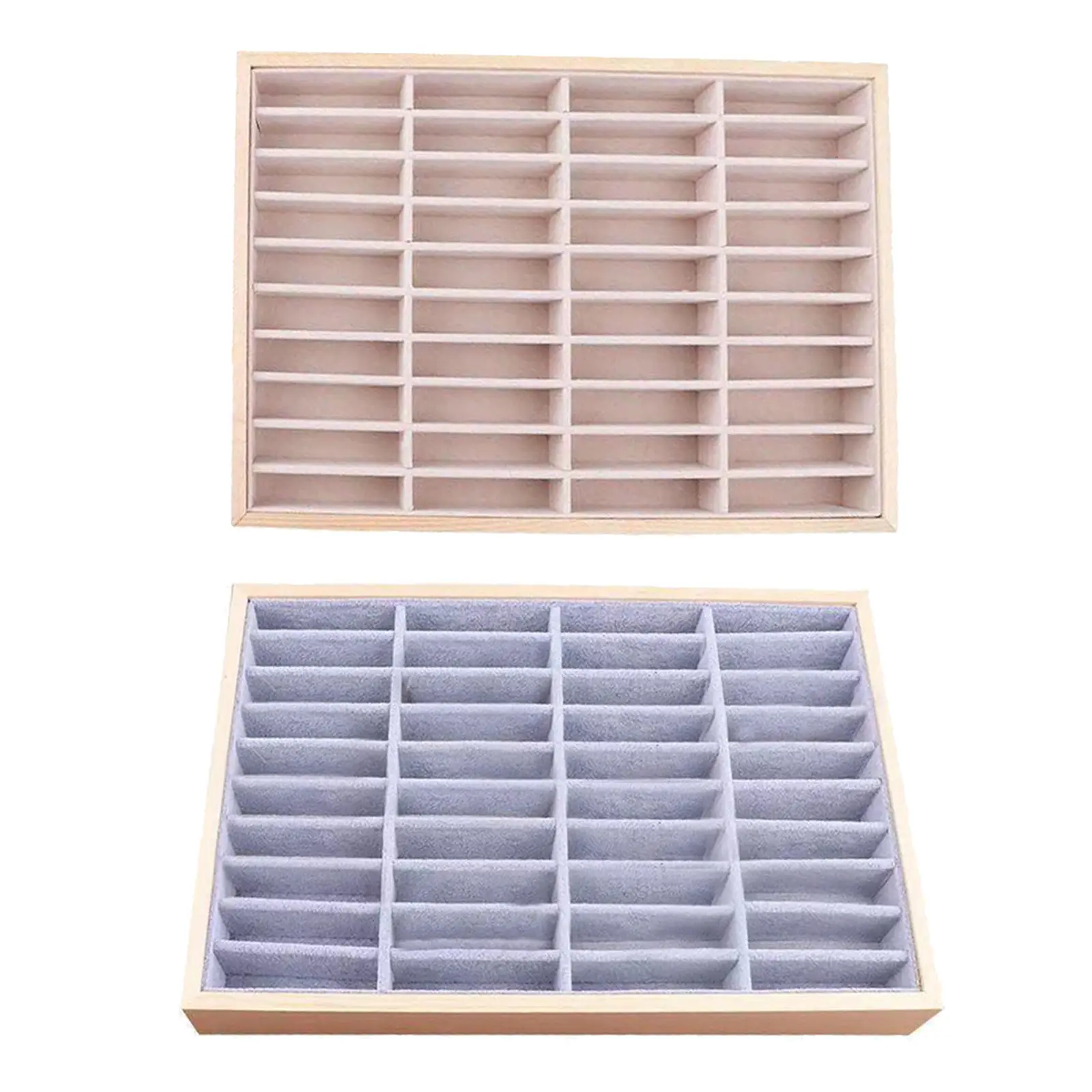 Jewelry Tray Velvet Jewelry Box 40 Grid Display Holder Showcase Storage Organizer for Ring Necklace Earring