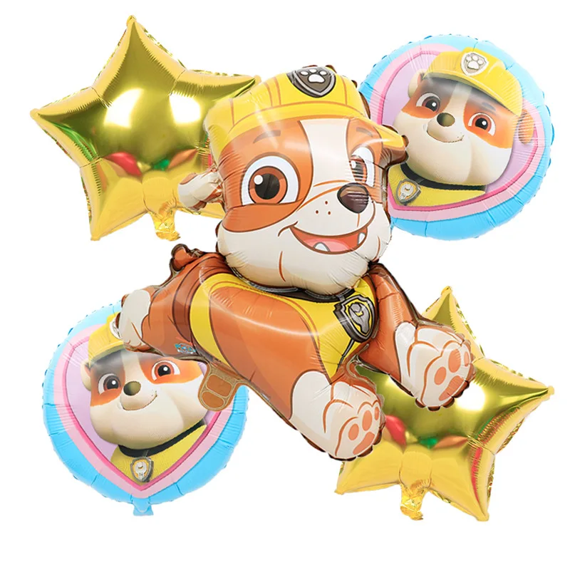 5pcs paw patrol birthday decoration kit children chase marshall skye rubble aluminum balloons george baby shower party supplies action figures aliexpress