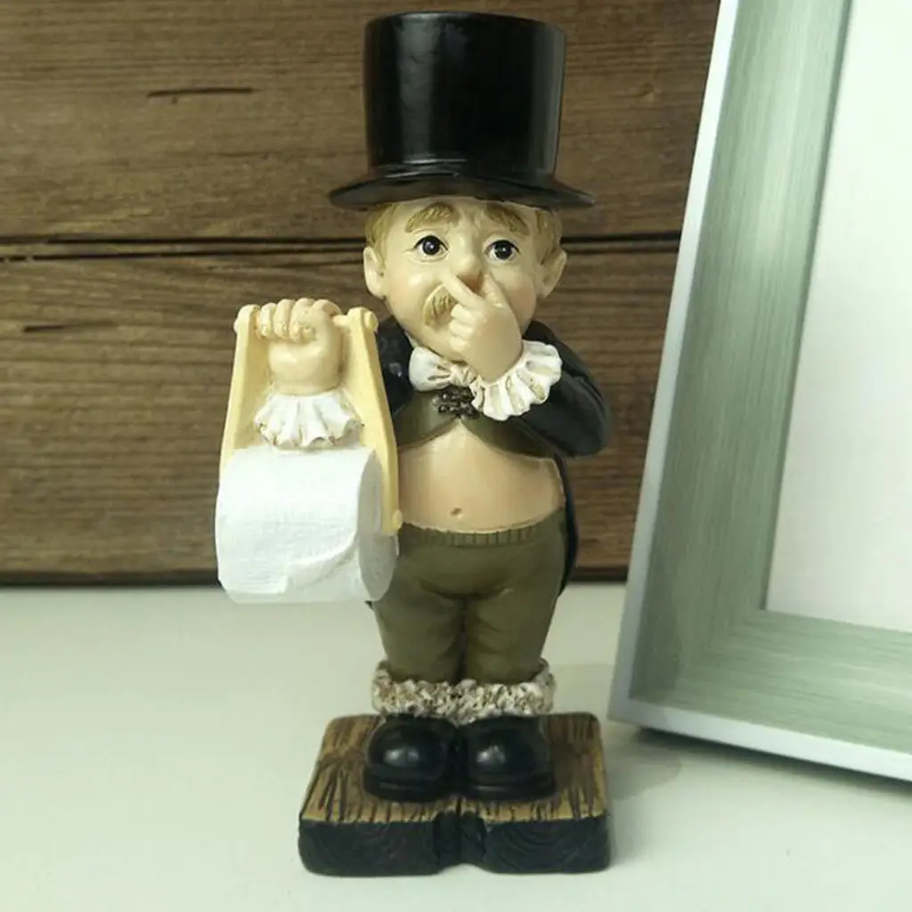 Creative Resin Sculpture Craft Cute Decor Accessories Gentleman Model Ornament for Toilet Decoration