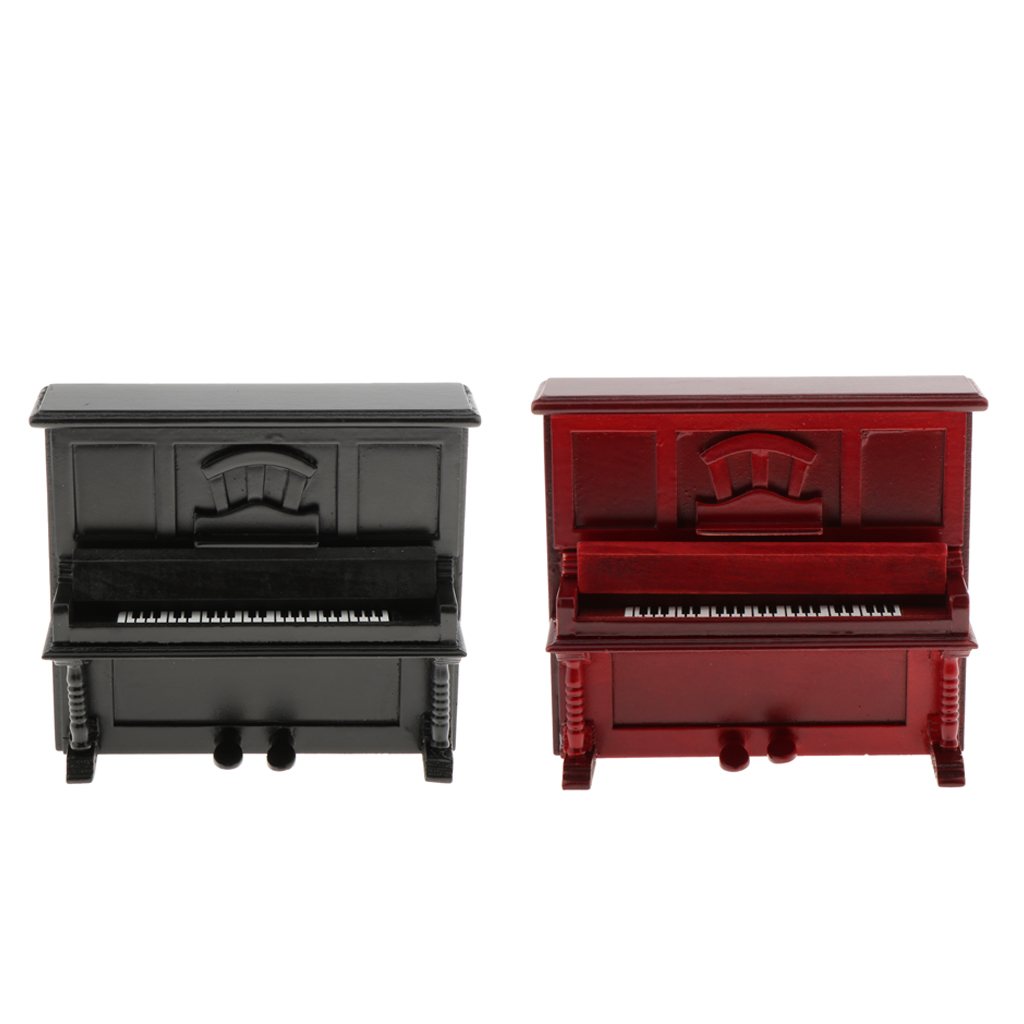 1/12 Dollhouse Mini Upright Piano Play Instrument Ornaments for Music Room