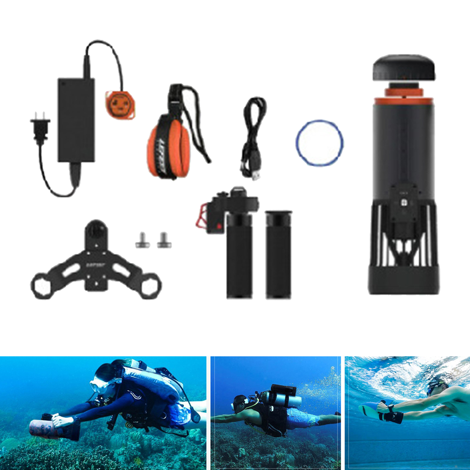 Sea Waterproof Electric Underwater Scooter Dual Motors Diving Propeller Swimming Pool Aqua Scooter Diving Equipments 7kgf