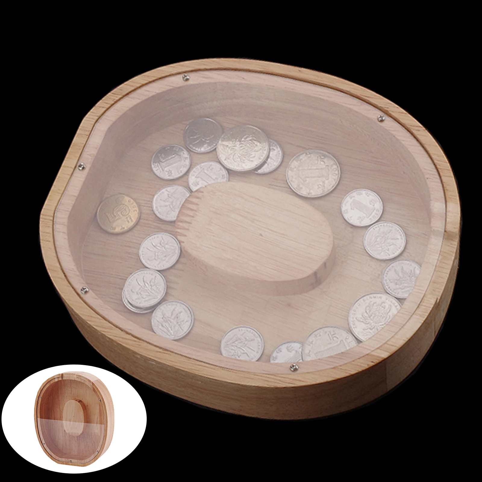 Wooden Letter O Shaped Piggy Bank Coins Saving Box Mony Office Decoration