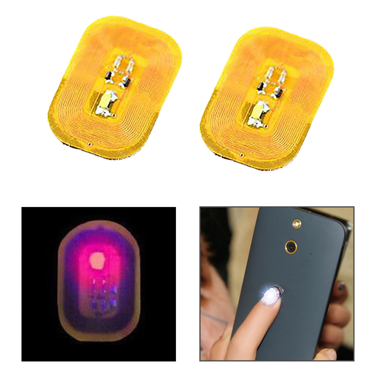 2 Pieces Luck NFC Enabled Chip Nail Art Sticker LED Lighting Accessories