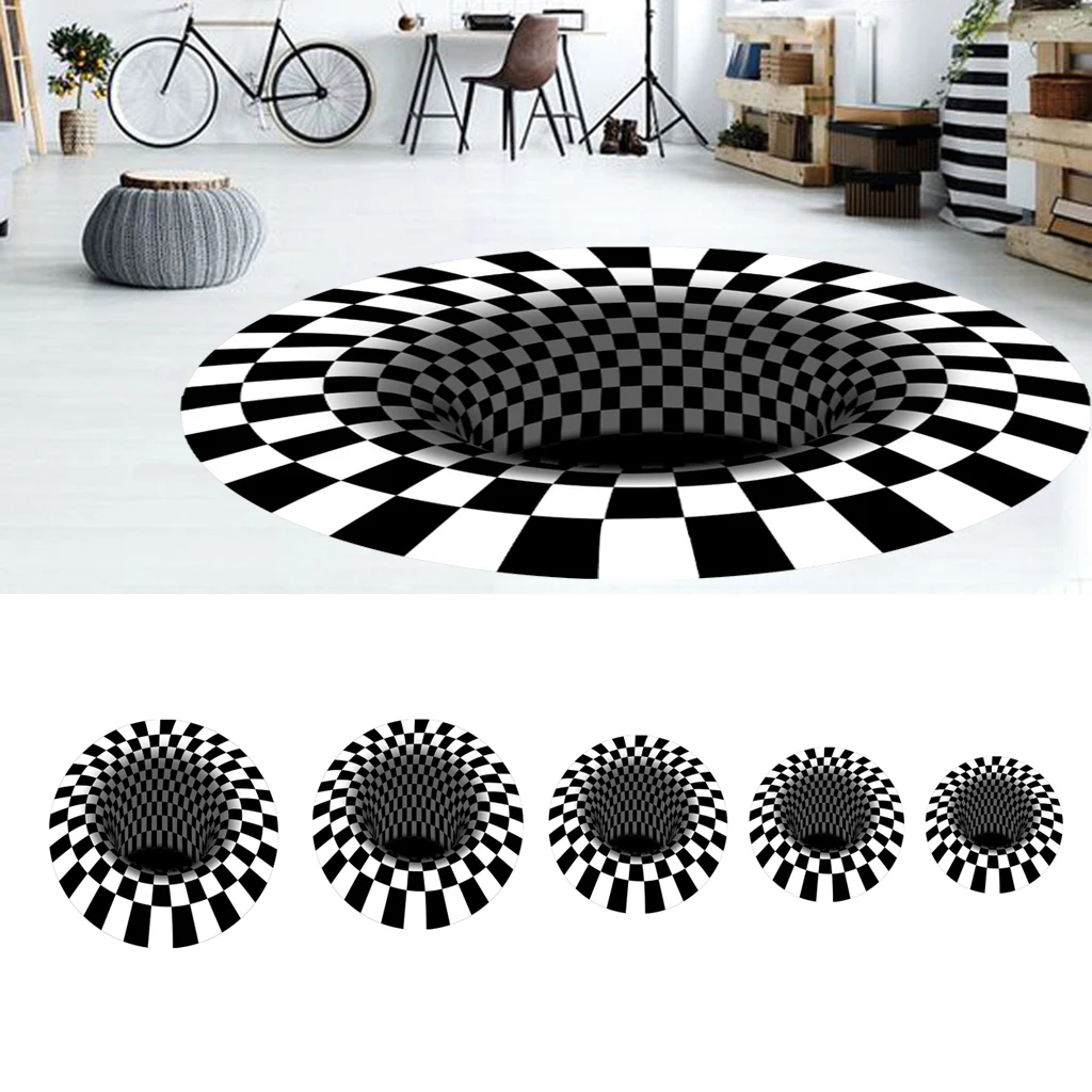 Swirl Optical Illusion Area Rug 3D Carpet Door Mats Floor Pad Non-slip Room 