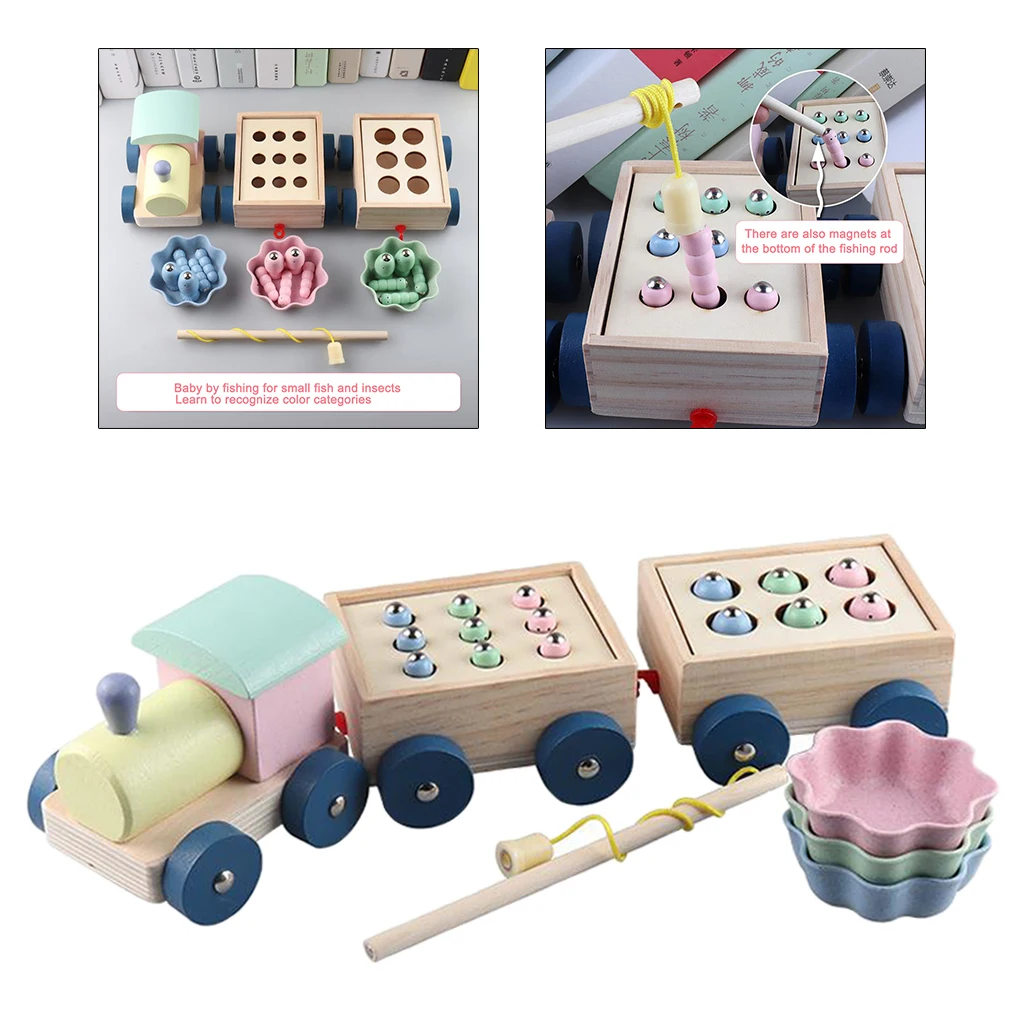 Wooden Fishing Game Train Model Kid Toys Fine Motor Skill Toy Motor Skill Training Toys Early Learning Educational Toy