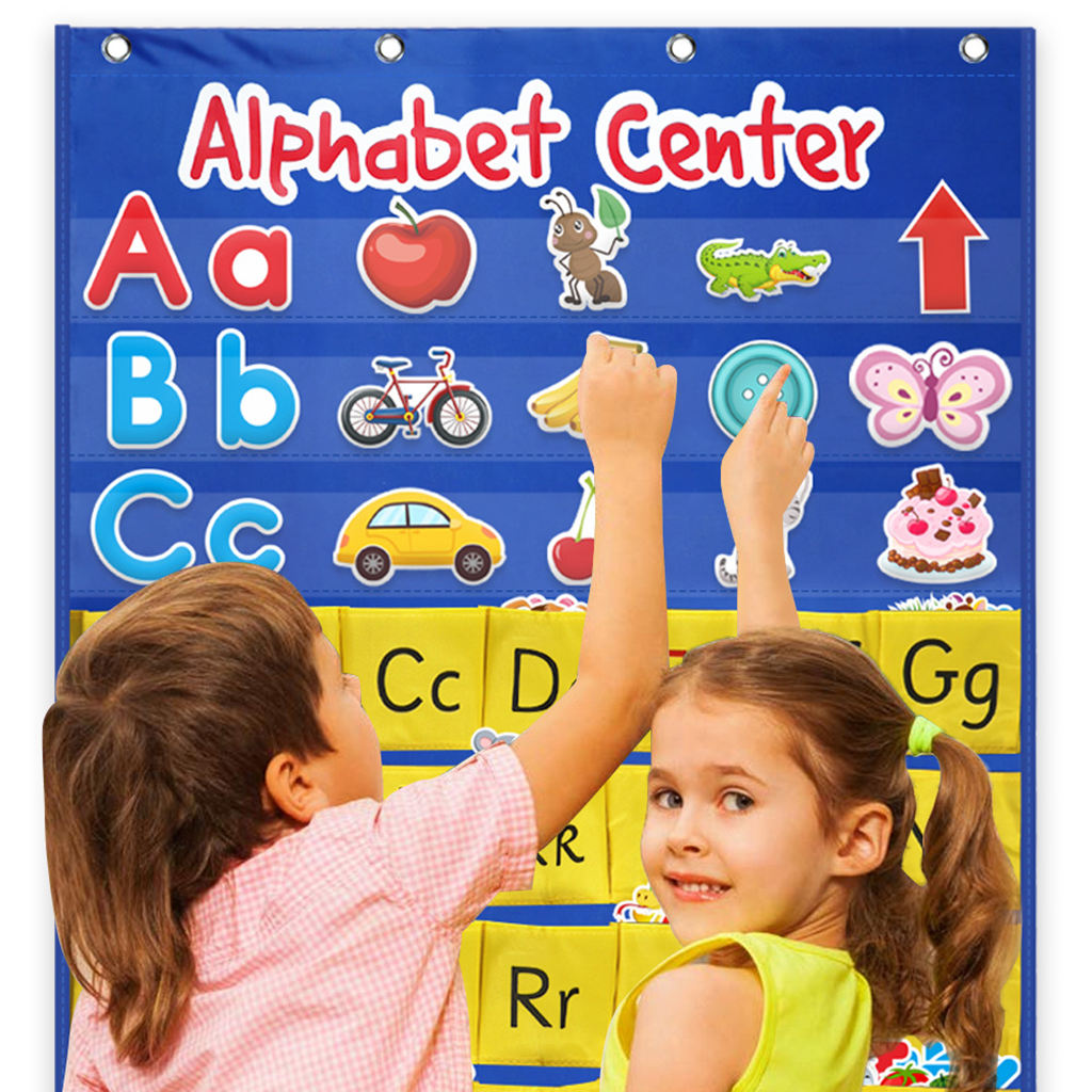 Alphabet Pocket Chart ABC Letter Word Recognition Speech for Listening Learning Spelling Speaking Kindergarten Classroom