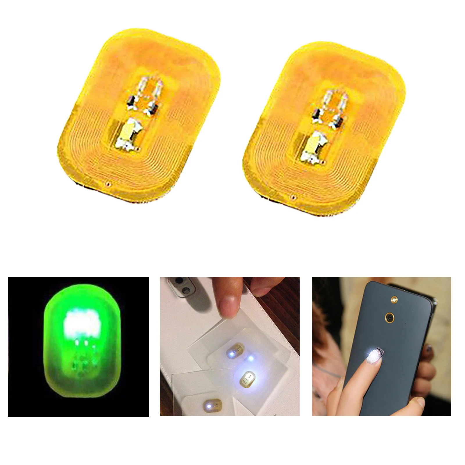 2 Pieces Luck NFC Enabled Chip Nail Art Sticker LED Lighting Accessories