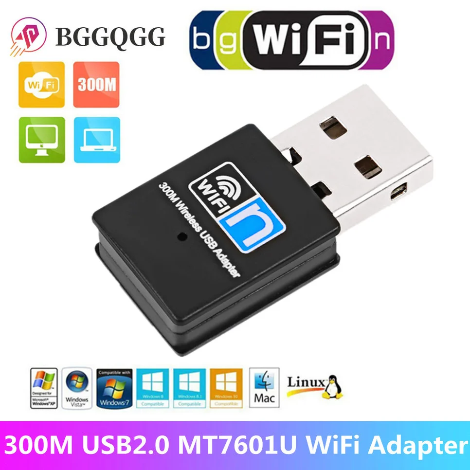 BGGQGG Mini 300M 802.11/N/G/B USB2.0 MT7601U Phát Wifi WiFi Wifi LAN Adapter Không Dây phát Wifi Mạng lan card
