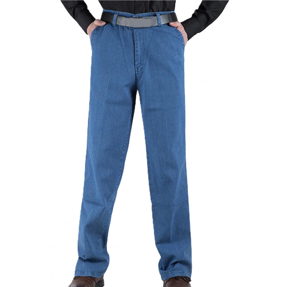 Men Jeans Solid Color Loose Classic 